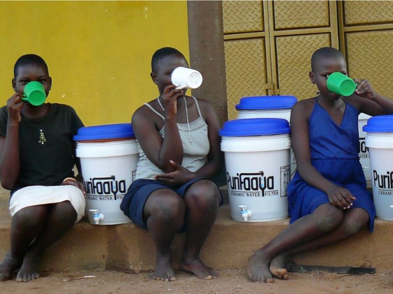 Girls Drinking Clean Water in Ghana